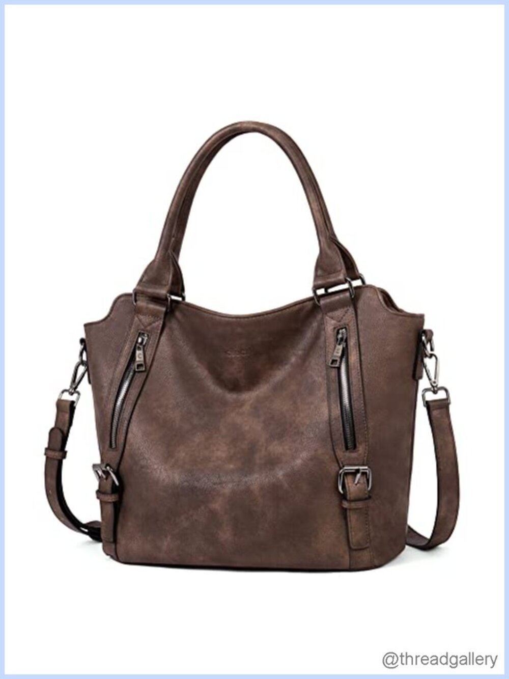Vegan Leather Hobo Bag Large Multiple Pockets Handbag Shoulder Crossbody